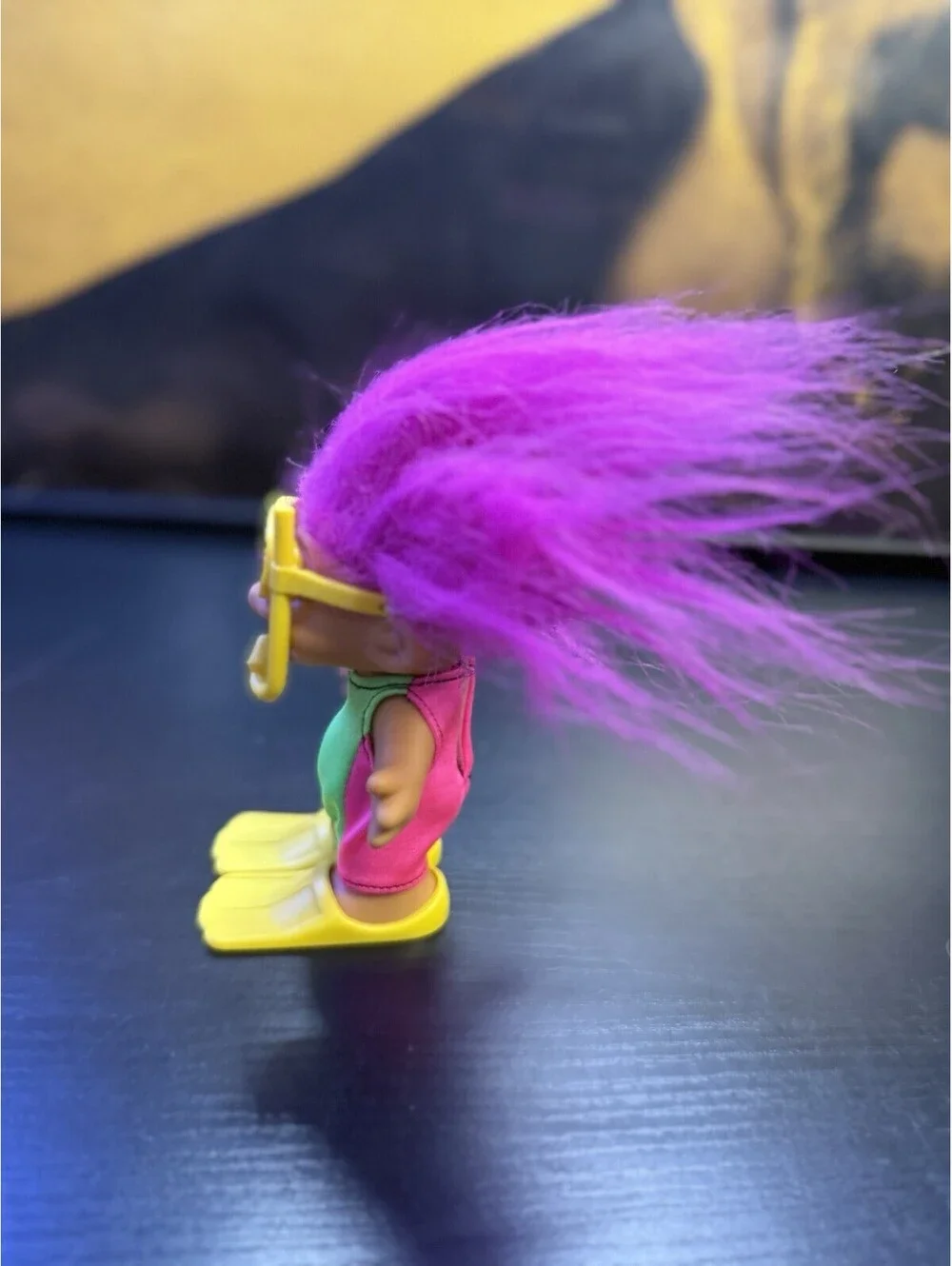 Vintage Russ Troll Doll Scuba Diver Purple Hair Snorkel Fins 5in #18414